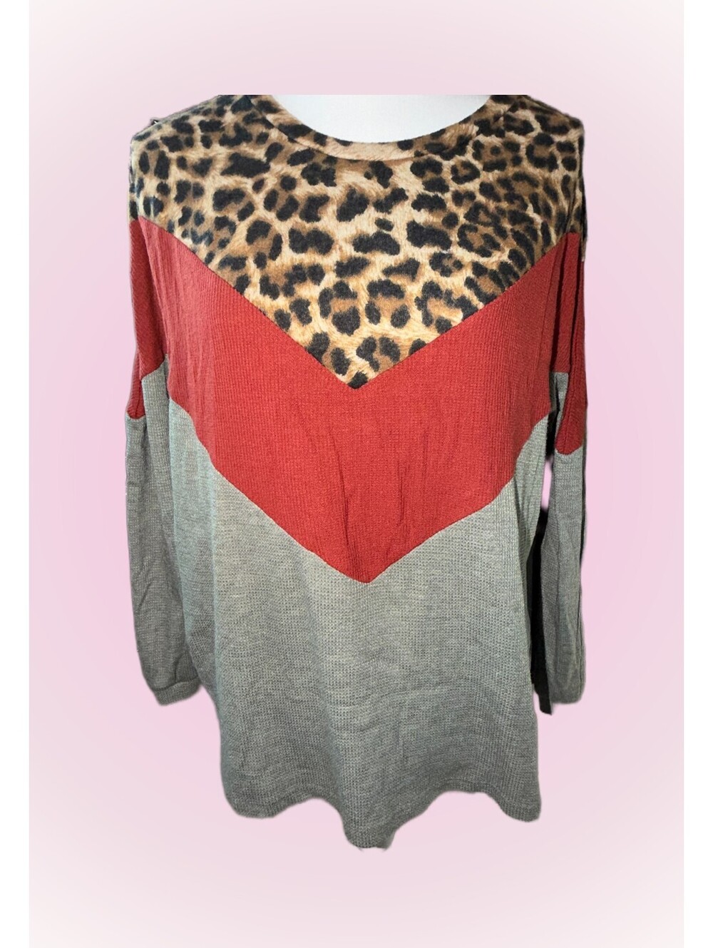 Womens Size XL Extra Large Gray, Orange & Leopard Print Design by Lovely Melody